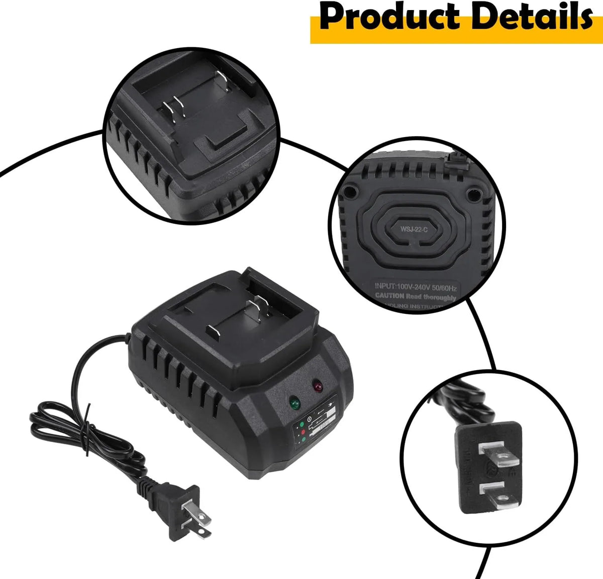 US/EU Plug Li-ion Battery Charger Quick Charge 18V 21V Power