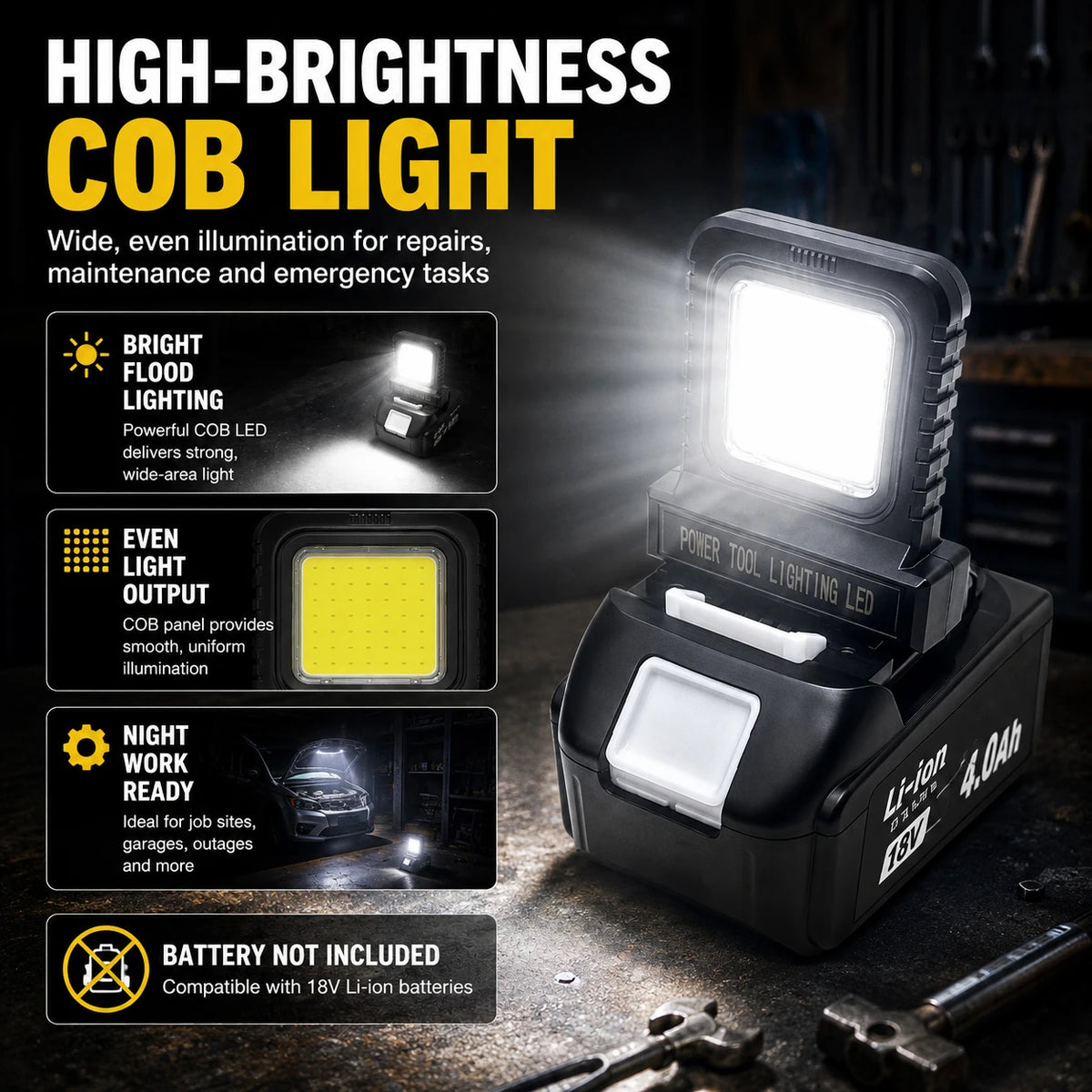 NEW LED Work Light for Makita for Milwaukee for Dewalt for B