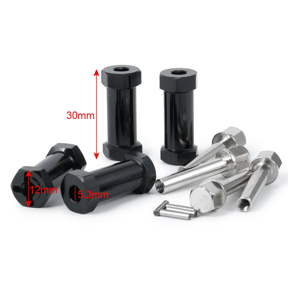 AXSPEED 4PCS 12mm Hex Wheel Hub Adapter Extended Drive Combiner 15/20/25/30mm for 1/10 RC Crawler Axial SCX10 TRX4 TRX6 Parts