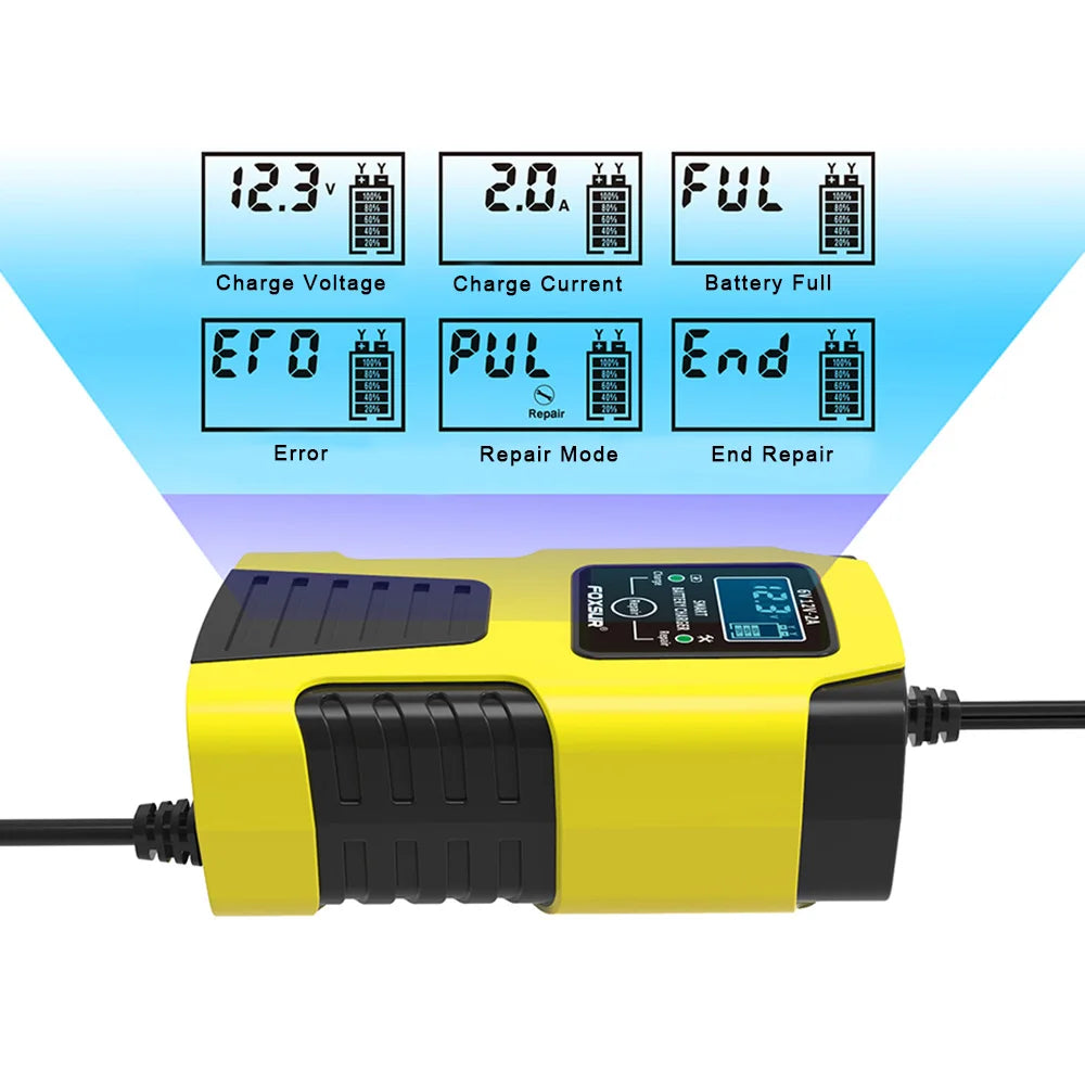 12V 2A Car Battery Charger EU Plug Tester Automatic Smart Di