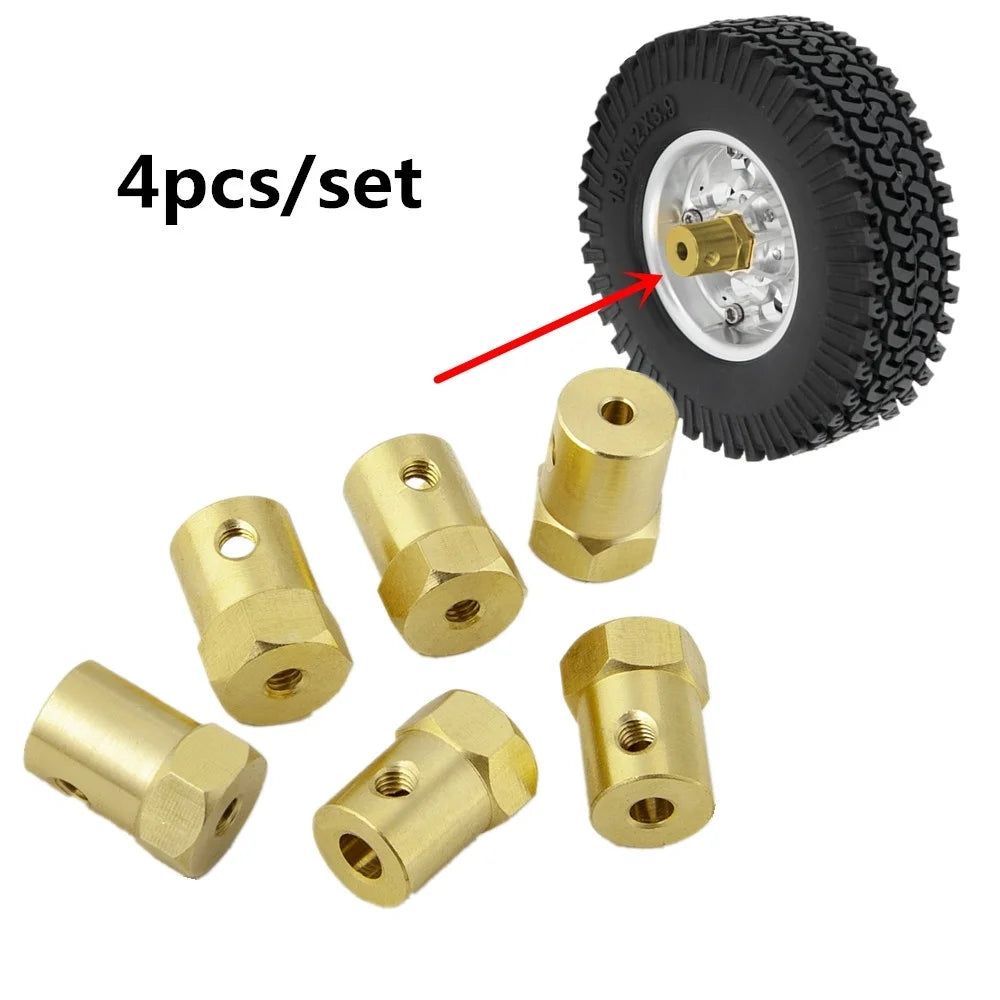 AXSPEED 4PCS 12mm Wheel Hex Coupling Coupler Brass Sleeve Ad