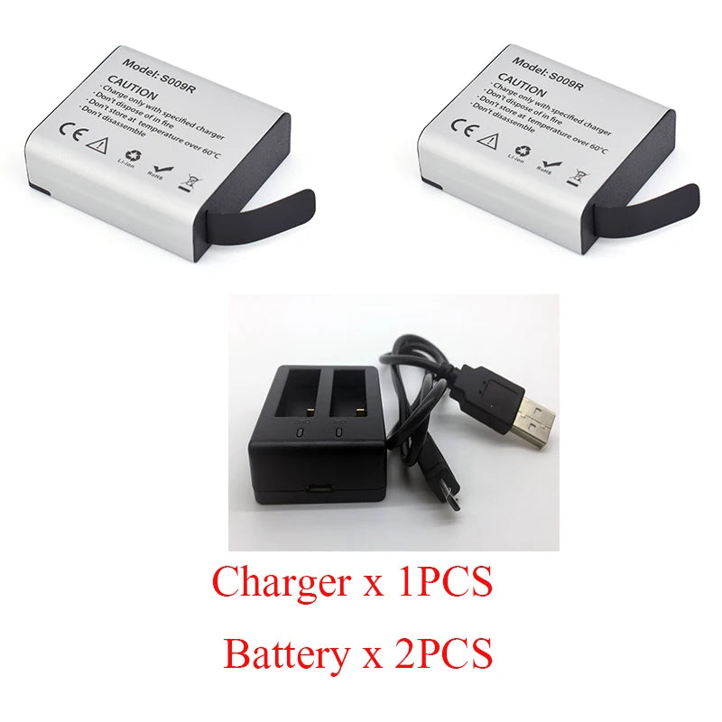 Hawkeye Firefly 8S 8SE 7SE 7S X XS Action Camera 1350mAh Li-Po Replacement Battery With 2 in 1 Charger S009R