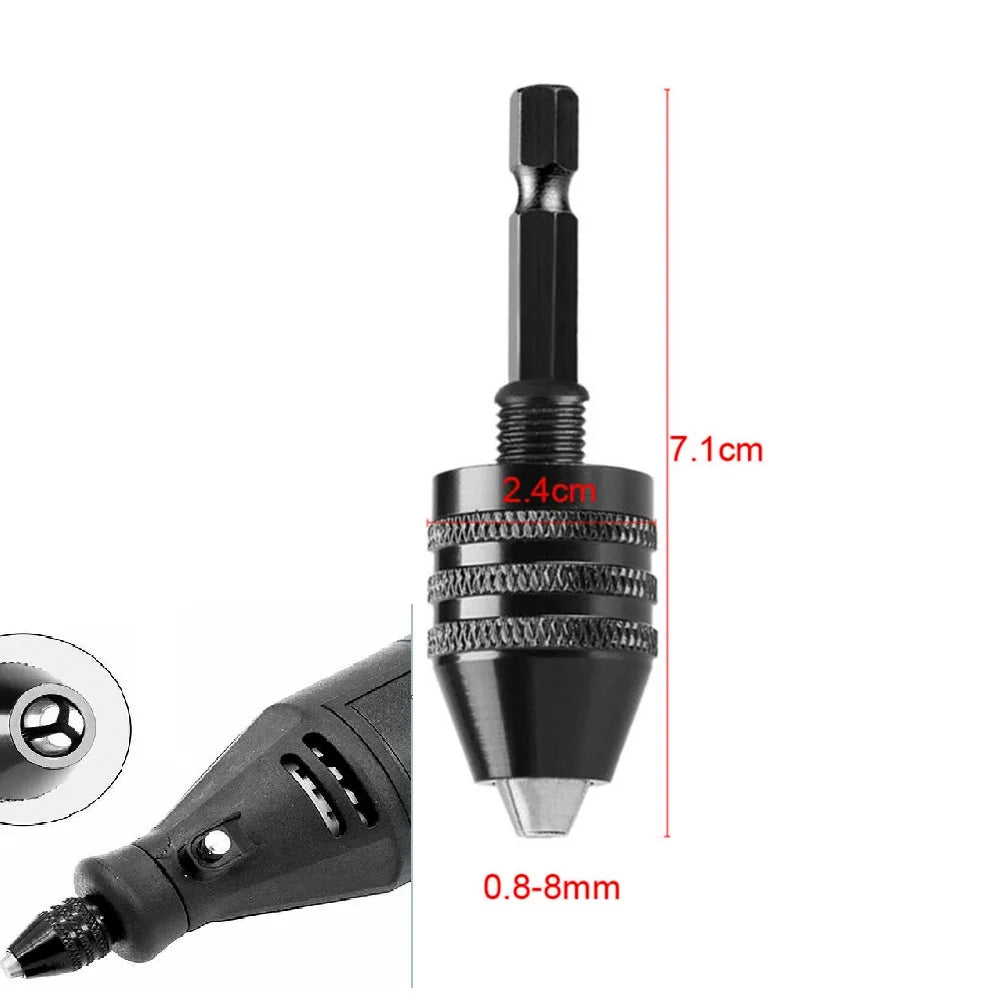 Mini Keyless Drill Chuck 0.3-8mm Self-Tighten Electric Drill