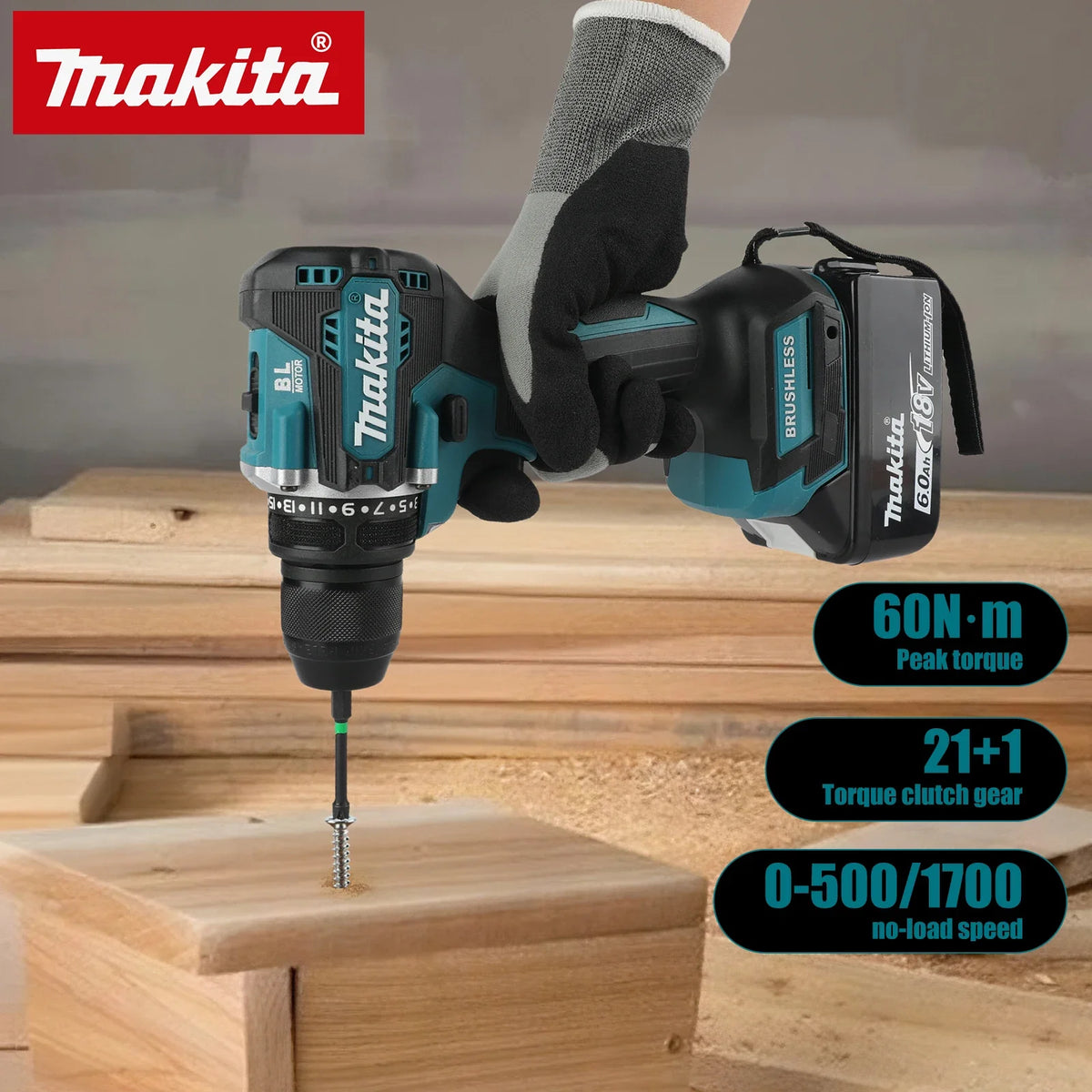 Makita Original. DDF487 Cordless Driver Drill Brushless Elec
