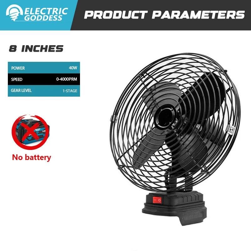 5/6/8 Inch 4000RPM Electric Fan Multiple Uses Powerful Power Low Noise Fan Power Tools For Makita 18V Battery Pin