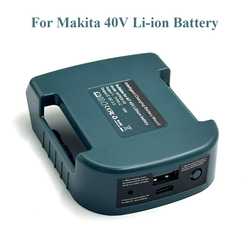 1pc For Makita 18V&40V With USB With Type-C Battery Holder For Makita Battery BL1840 BL1850 BL1860 Charger Adapter Charging