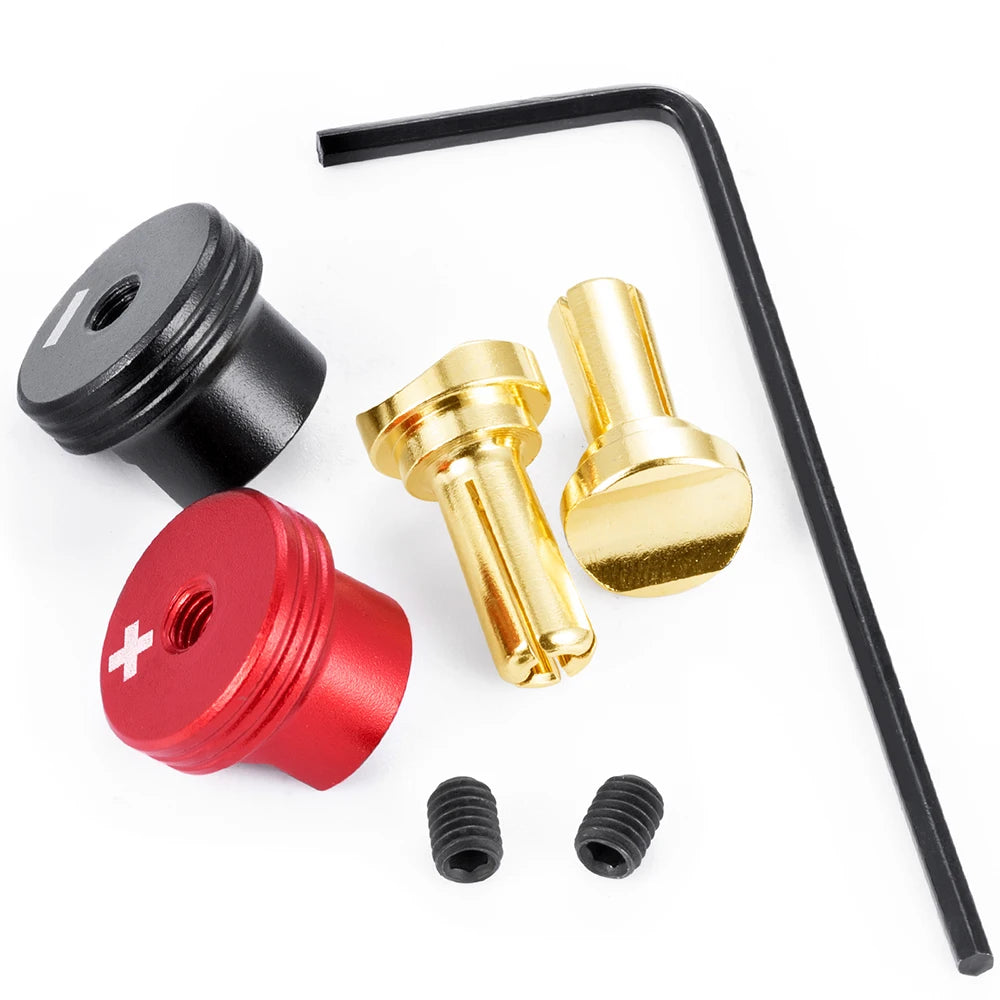 AXSPEED Metal Heatsink Bullet Plug Grips 4/5mm Banana Connectors Set for Electric Screwdriver RC Model Car Tools