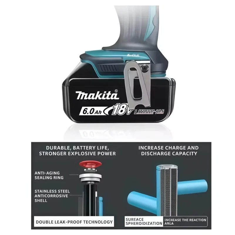 6Ah 100% Original Makita 18V Battery BL1860B Rechargeable Li
