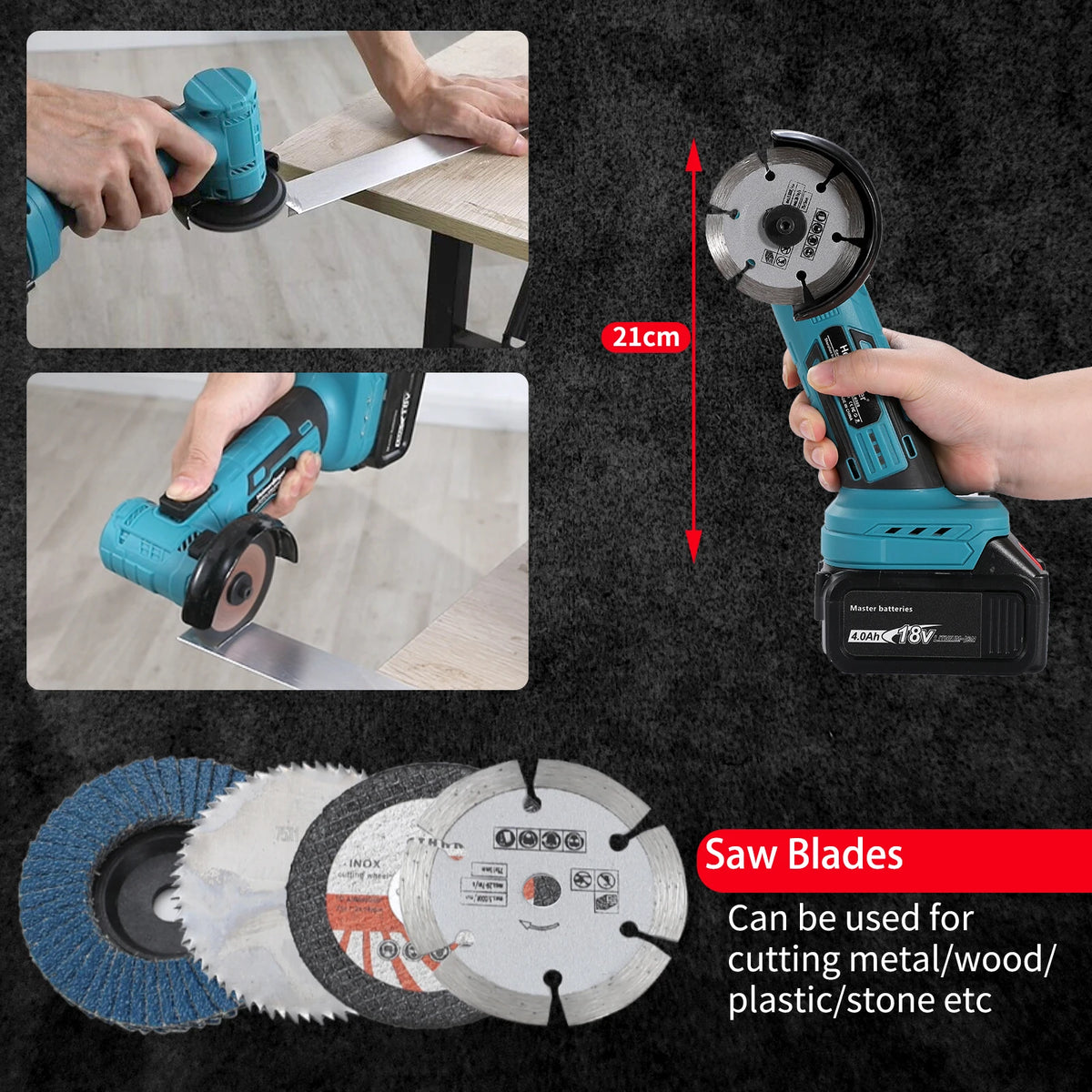 Heimerdinger 18V Brushless Mini Angle Grinder Kit Cordless G