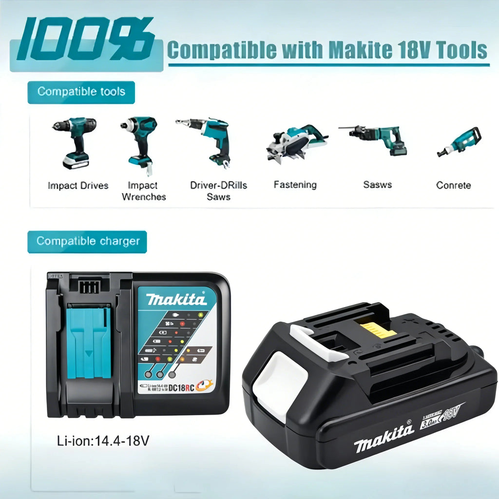 Genuine Makita BL1830 18V 3.0Ah Battery + DC18RC Charger Set