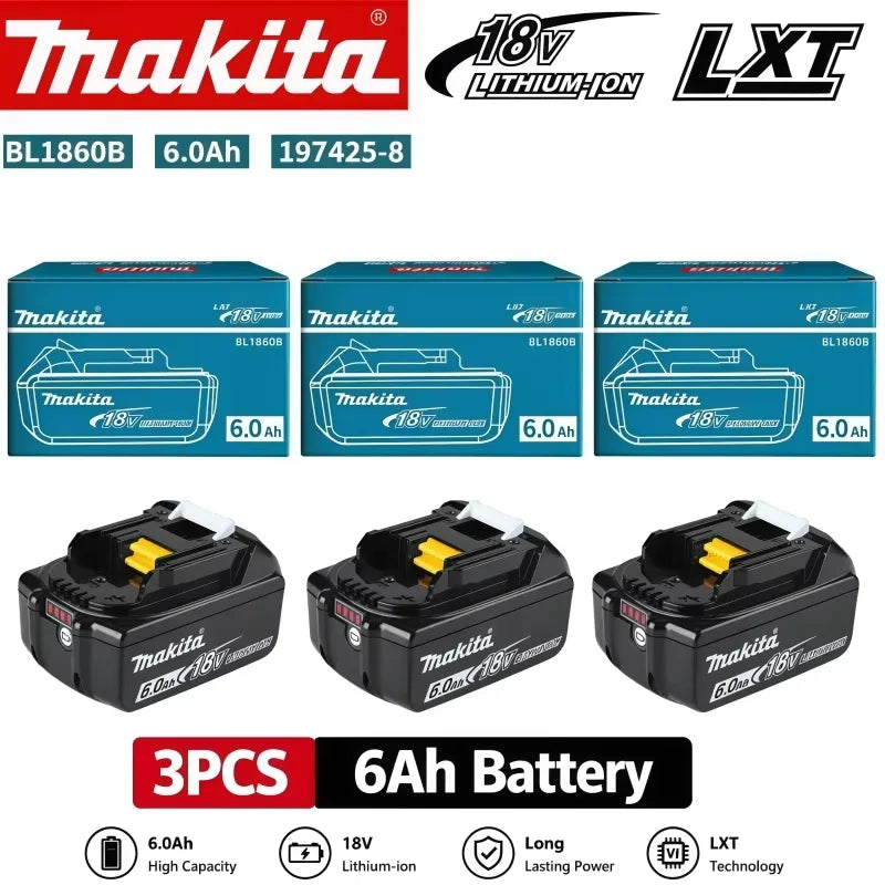 100% Original Style 18V 6.0Ah Rechargeable Battery Use Power Tool Battery Compatible With Makita BL1830 BL1860B Cordless Tools