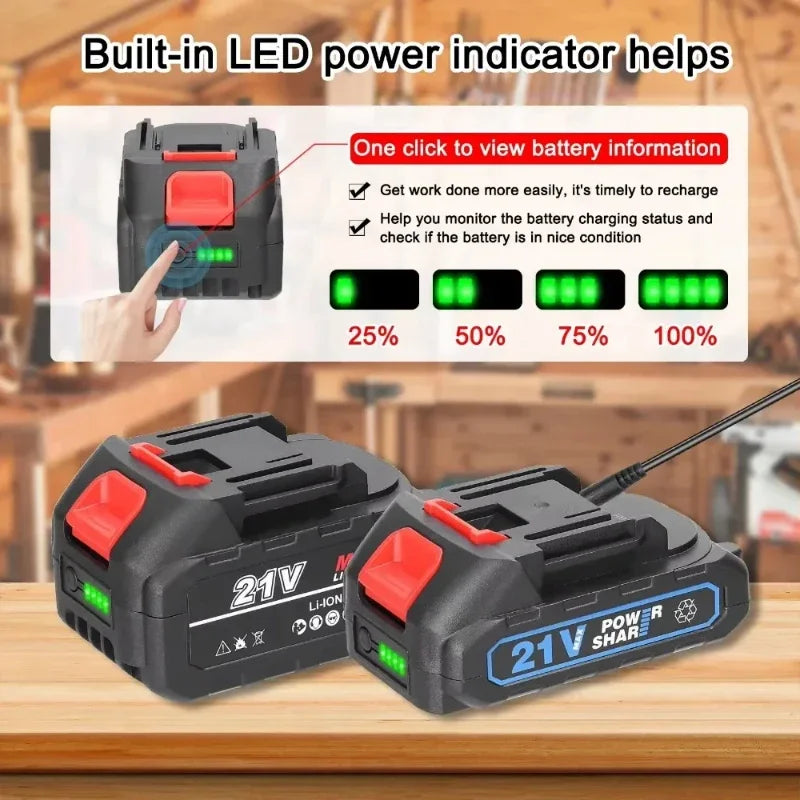 18V 21V Rechargeable Lithium Ion Battery with Capacity Indic