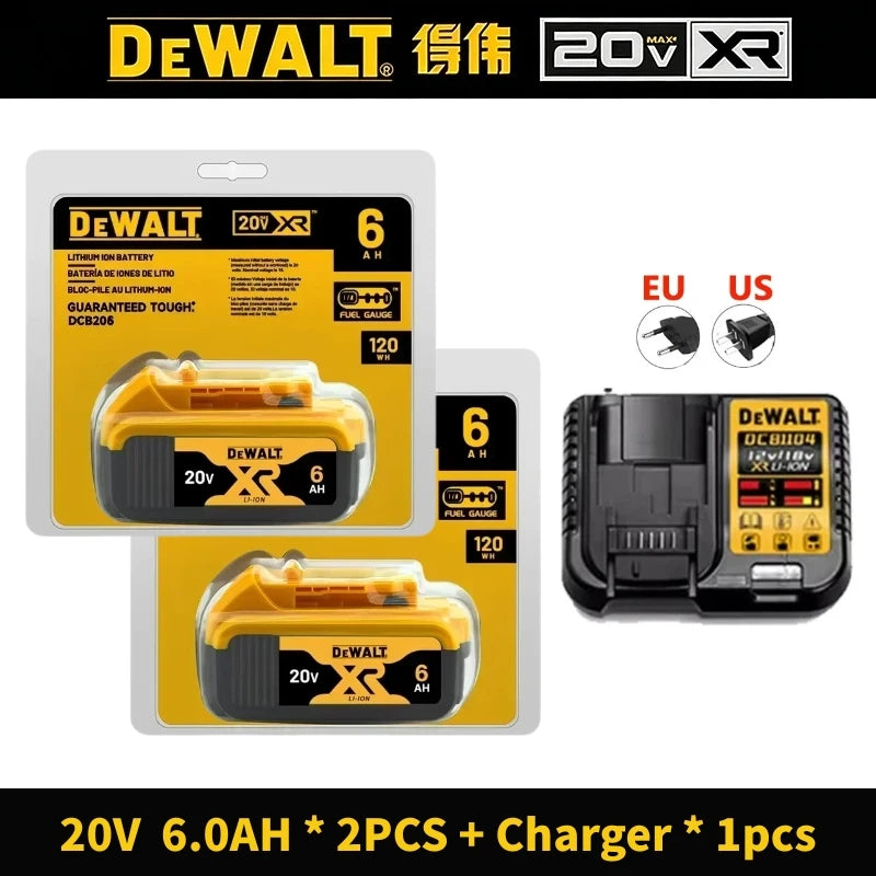 Original Dewalt 20V 2Ah 5Ah 6Ah MAX Battery for Dewalt DCB182 DCB200 DCB205 DCB206 18v 20v Power Tool Replacement Battery.