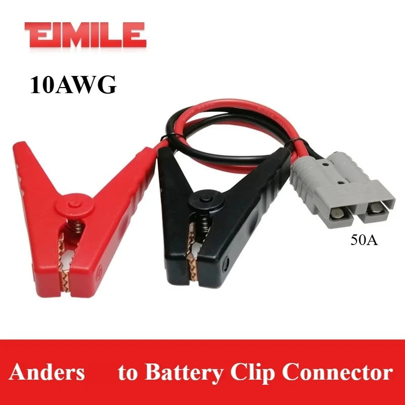 1pc 50A Gray Plug to Battery Clip Connectors For Forklift/Car Charging Extension Cord Quick-Release Adapter Alligator Clips Tool