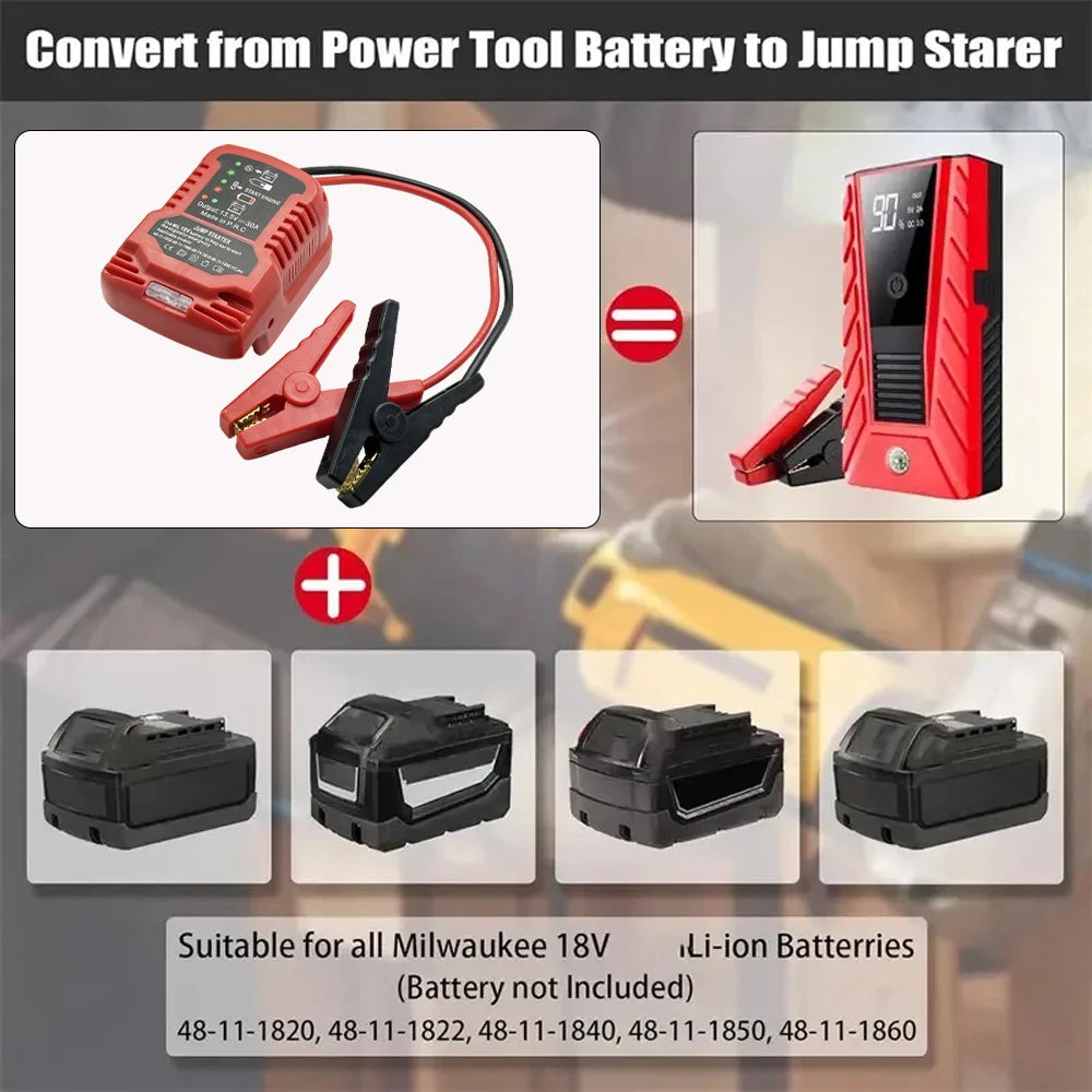 Jumper Cable Adapter for Milwaukee 18V Auto Car Jump Starter