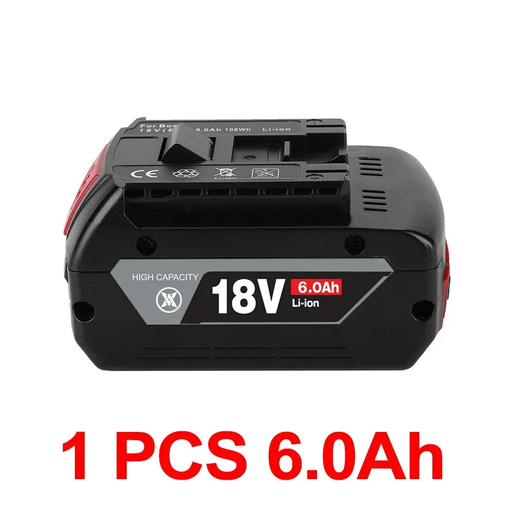 NEW 18V 10Ah Rechargeable Li-Ion Battery for Bosch 18V Power Tool Backup 6000mah Portable Replacement BAT609 Indicator Light