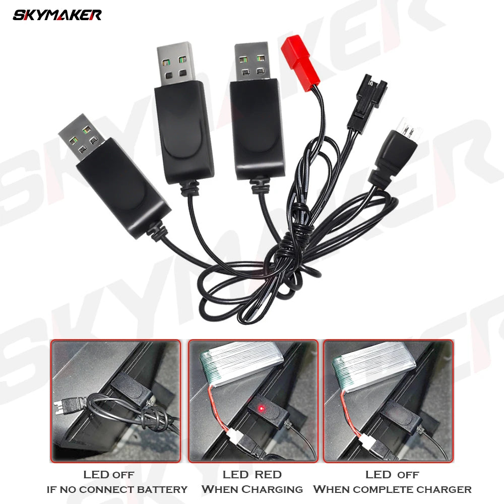 Lipo Battery 1s 3.7v USB Charger Cable JST MX2.0 SM-2P For S