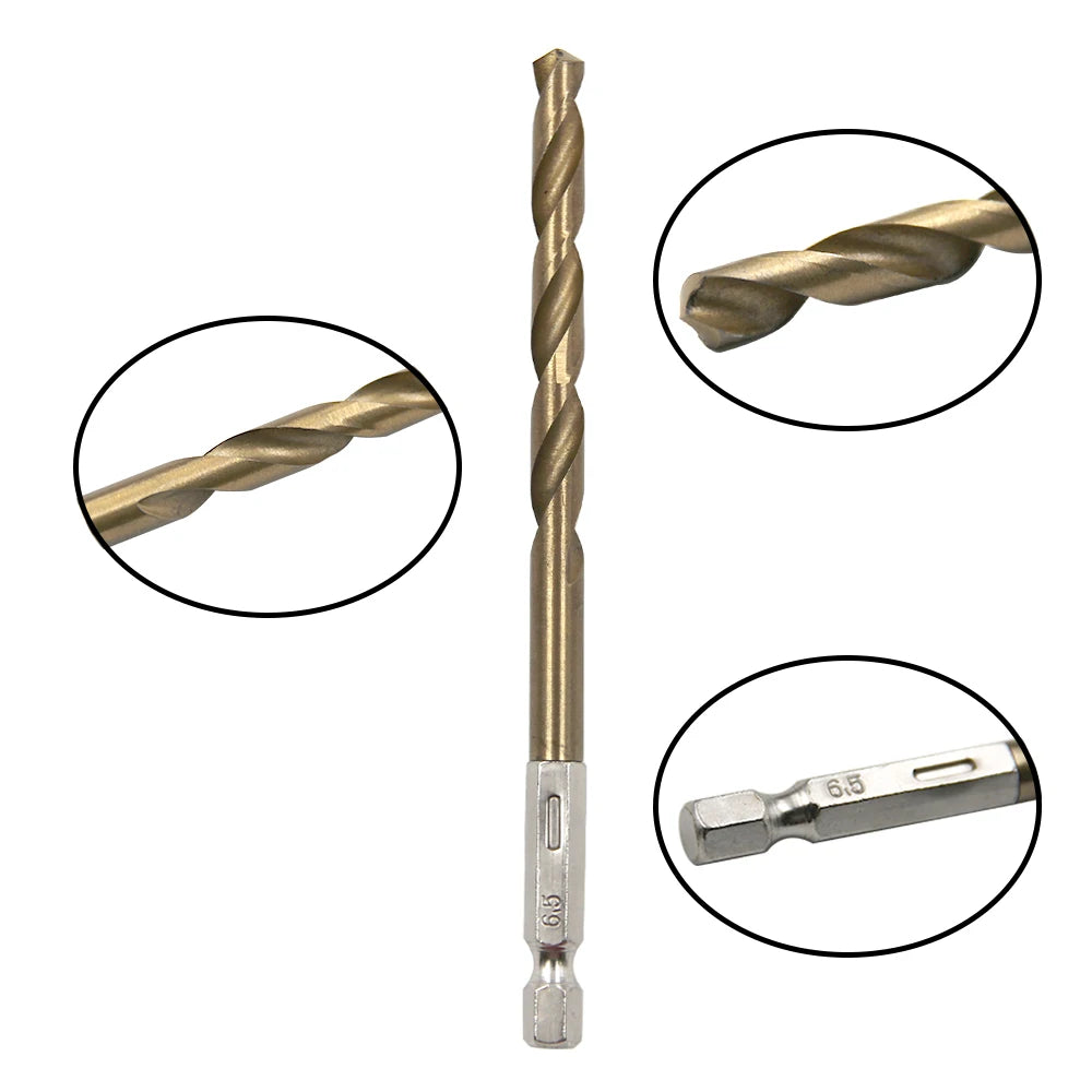 Hexagonal Handle 13pc Titanium Plated Twist Drill 1.5-6.5mm 