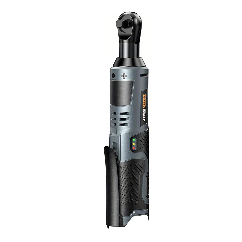TaskStar Cordless Ratchet Wrench Kit 3/8-inch Ratchet 40N.m(max) Electric Power Angle Wrench with Variable Speed Trigger 0-200 RPM Handheld Car Disassembly Tool with 2 Packs 2000mAh Lithium-Ion Batter