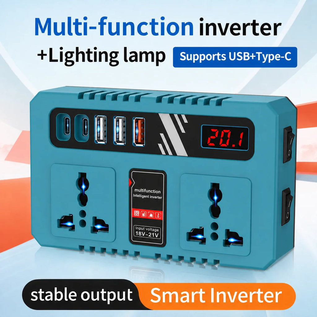 Power Tool Accessories 18v 20v To 220v Battery Power Converte for Makita Battery Inverter with 4 USB LED Lamp Multif Dual Plug