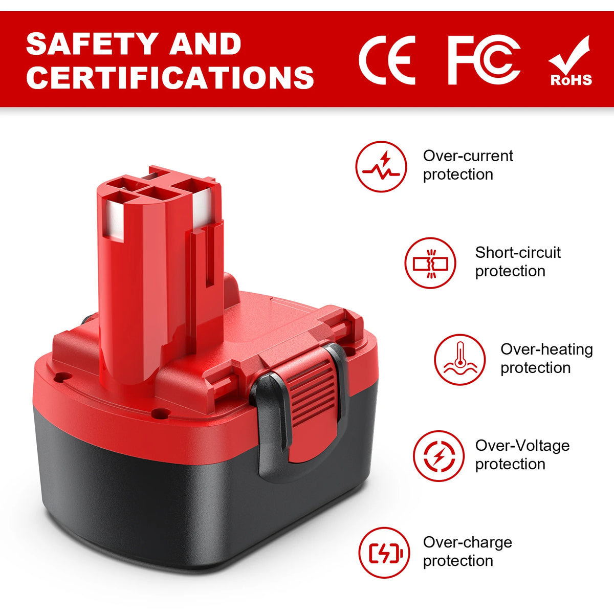 Powtree 14.4V For Bosch Battery BAT038 4000mAh NI-MH Power T