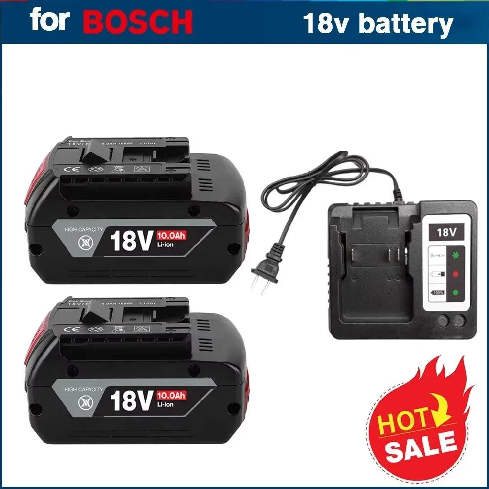NEW 18V 10Ah Rechargeable Li-Ion Battery for Bosch 18V Power Tool Backup 6000mah Portable Replacement BAT609 Indicator Light