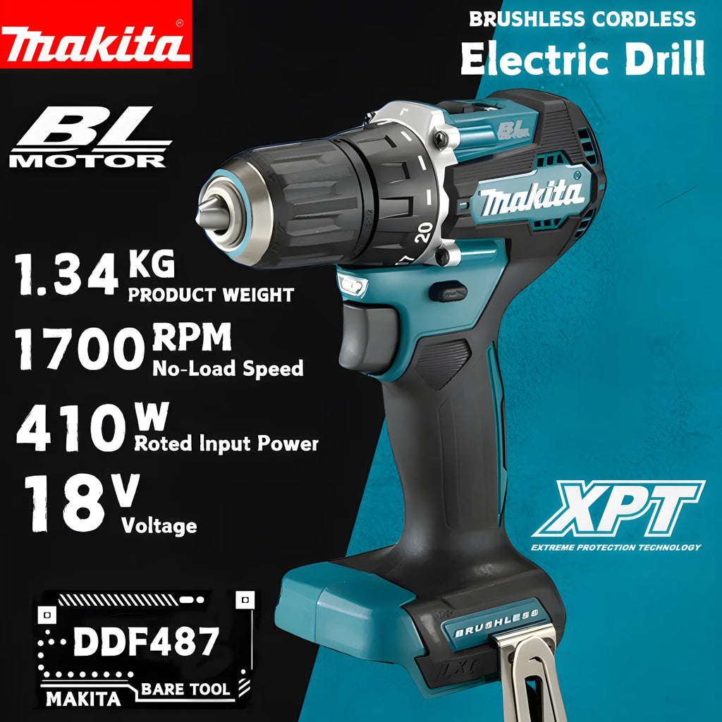 Makita DDF487 18V Brushless Cordless Drill Driver Compact Hi