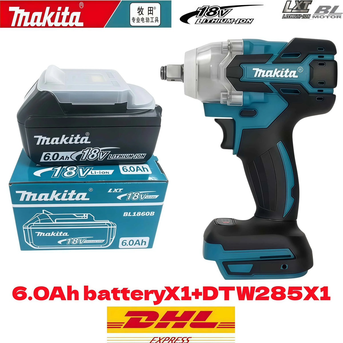 %Genuine 6AH Makita BL1860 6Ah Battery Power Tools Li-ion Replacement LXT BL1850 BL1840 for 18V Screwdriver with BMS 18V Battery