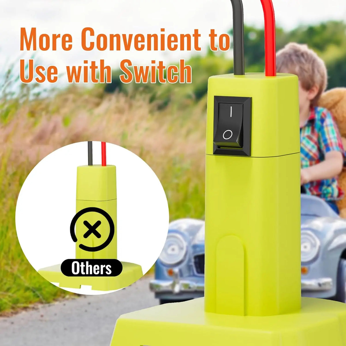Power Wheels Adapter for Ryobi 18V Battery with Fuse Switch 