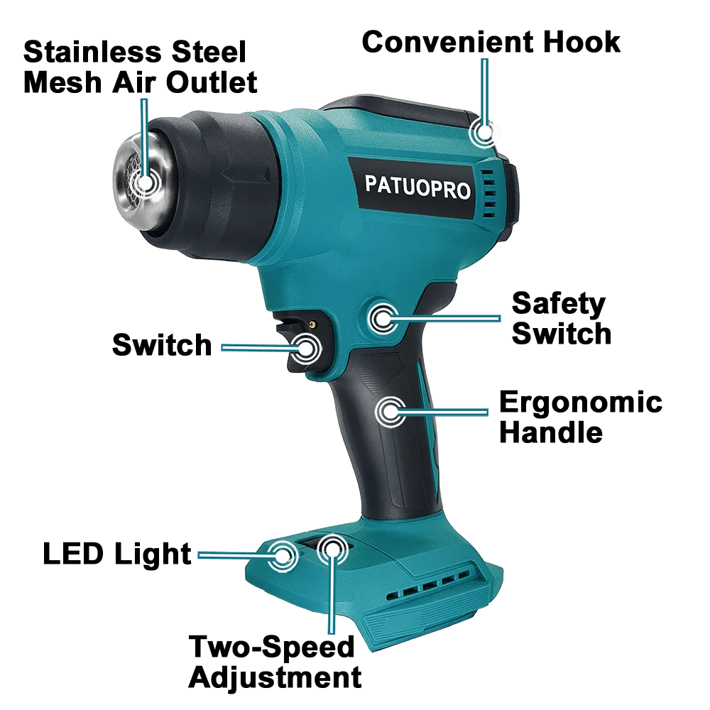 PATUOPRO Adjustable Temperatures Heat Gun 30-550 LED Display