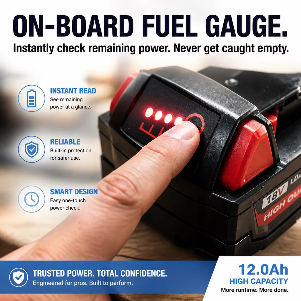 2-Pack 18V 12.0Ah M18 Replacement Battery Low-Temp Resistant