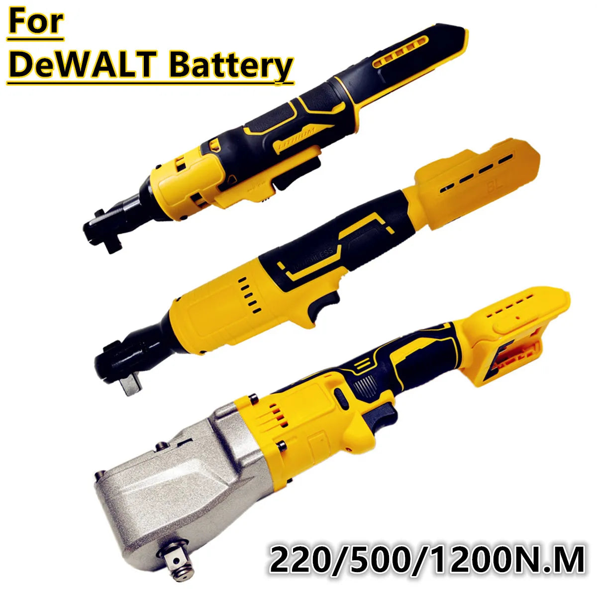 For DeWALT 20V 18V Battery 220/500/1200NM Electric Ratchet W