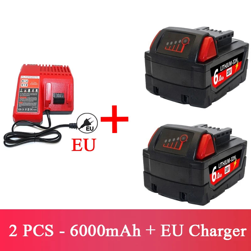 For Milwaukee M18 Power Tool Battery Charger BR XC 18V Milwaukee M18B5 48-11-1860 Built-in 18650 Battery 6.0Ah/9.0Ah/12.0Ah