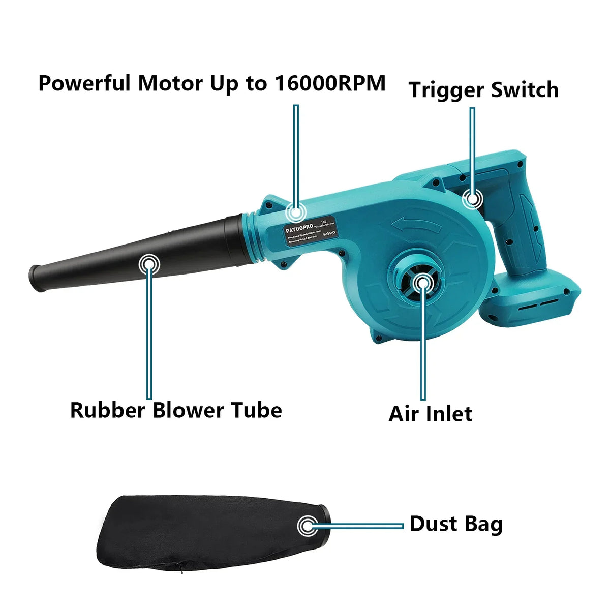 19000RPM Cordless Leaf Blower For Computer Dust Collector Du
