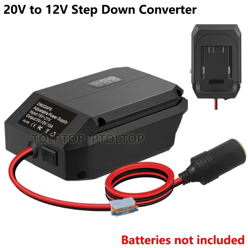 DC 18V to 12V Step Down Converter for Dewalt/Makita/Milwaukee/Bosch/Einhell 18V Battery Power Wheel Adapter for Power Tools