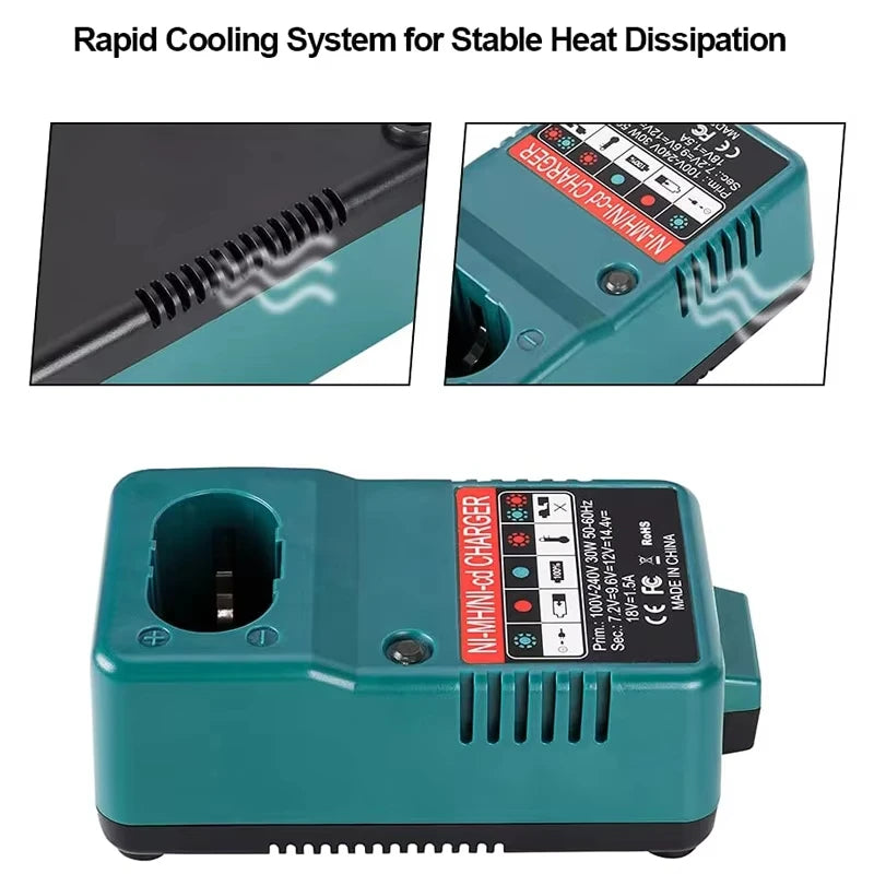 Battery Charger For Makita PA12 PA18 DC1804 DC1822 7.2V-18V 