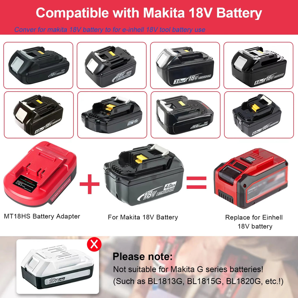 Adapter for Makita 18V Battery to EINHELL 18V Tool Use PD 22