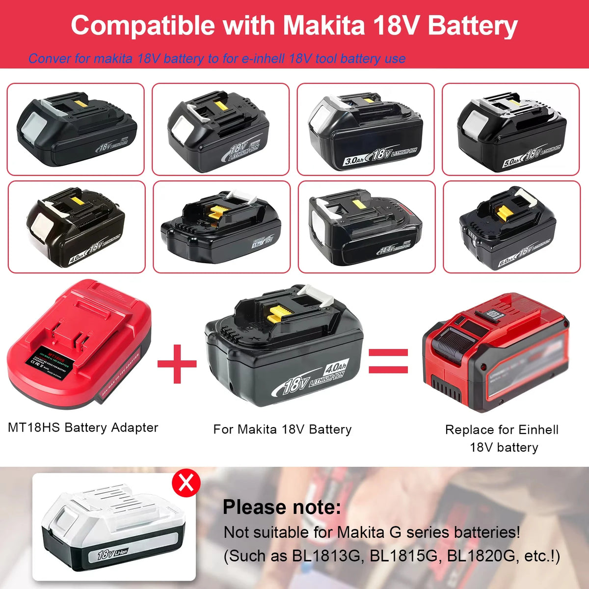 Adapter for Makita 18V Battery to EINHELL 18V Tool Use PD 22