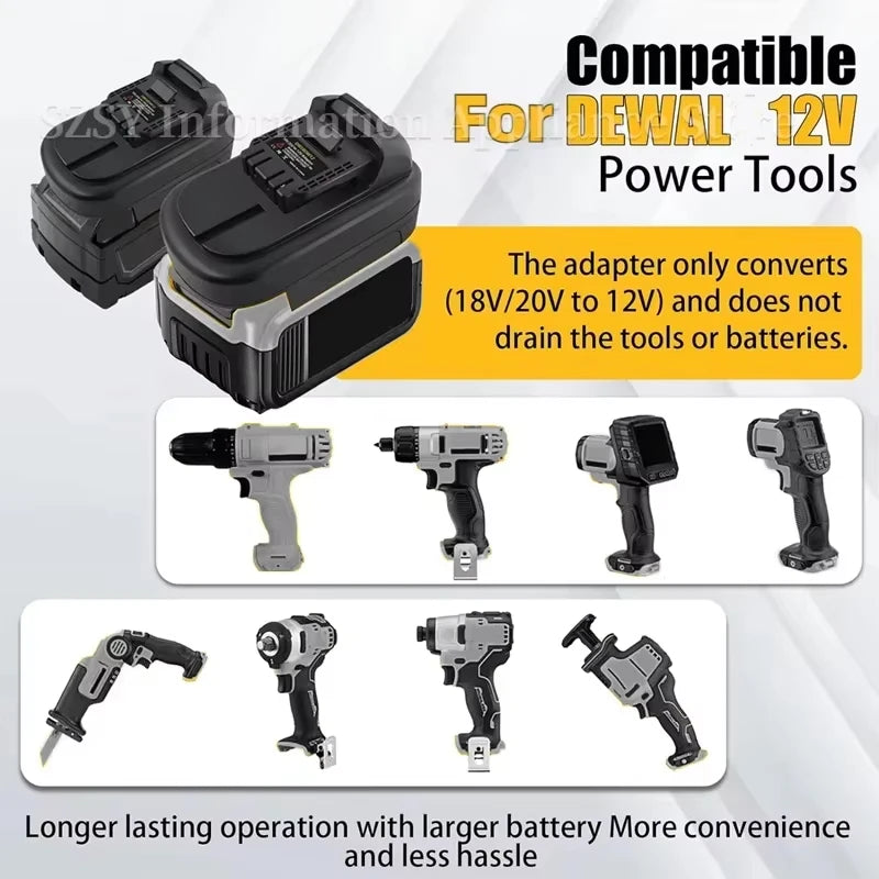 Battery Adapter for Dewal 20V to 12V Power Tools DM18DW12 Ad