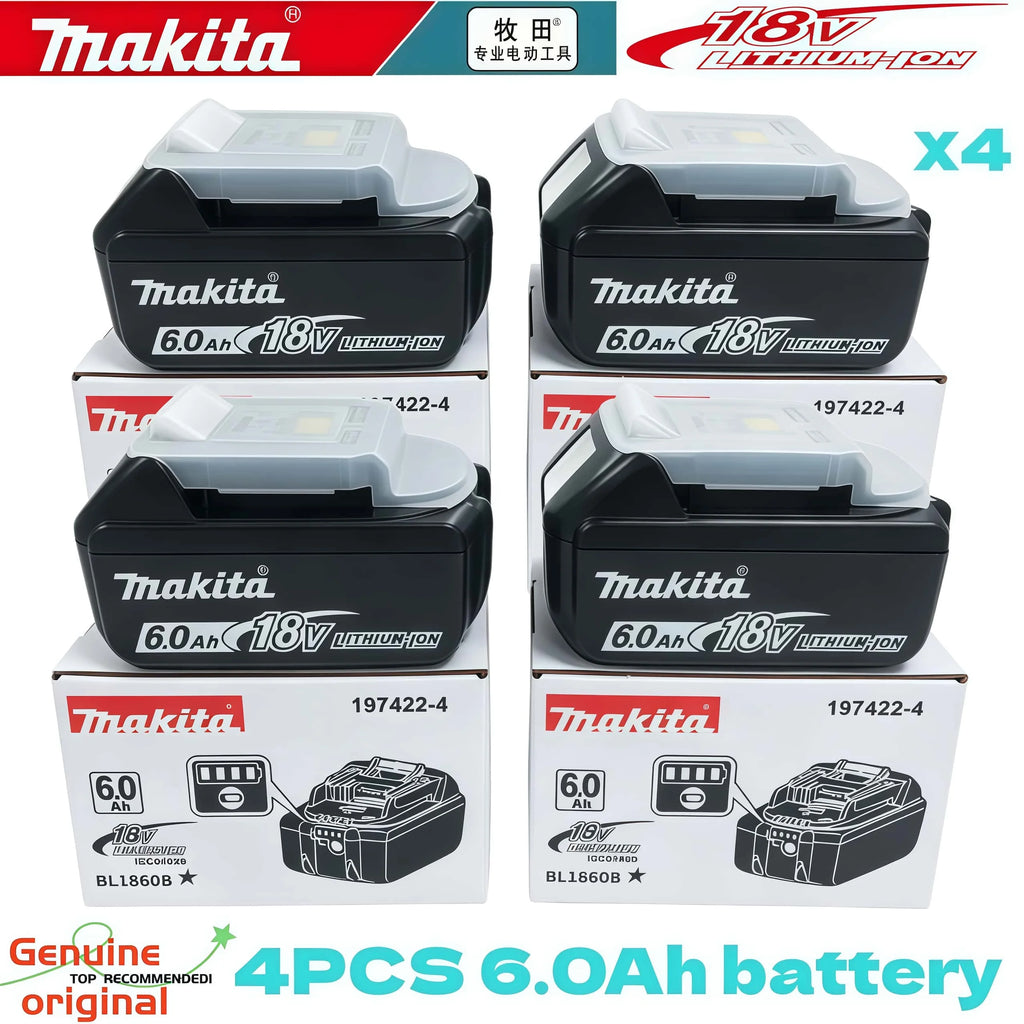 Genuine 6AH Makita BL1860B 6Ah Battery Power Tools Li-ion Replacement LXT BL1850 BL1840 for 18V Screwdriver with BMS 18V Battery