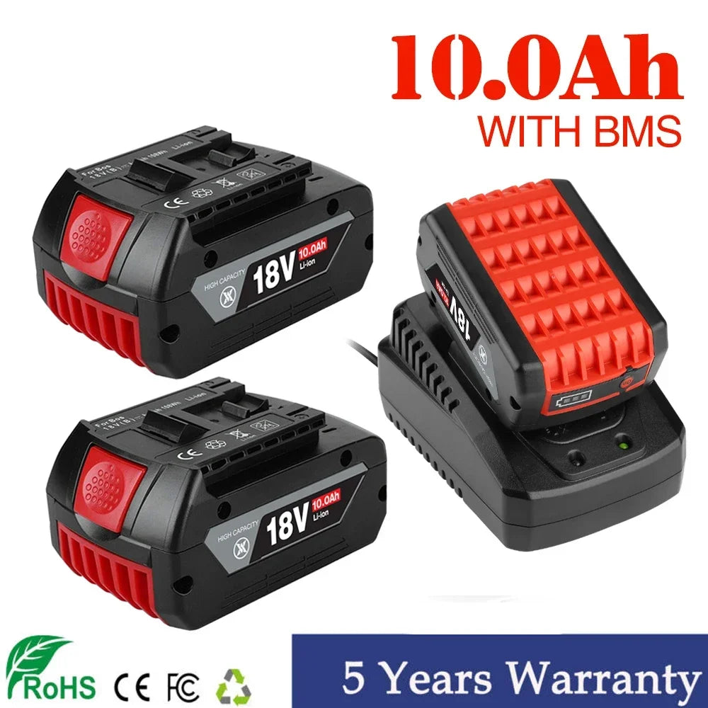 NEW 18V 10Ah Rechargeable Li-Ion Battery for Bosch 18V Power