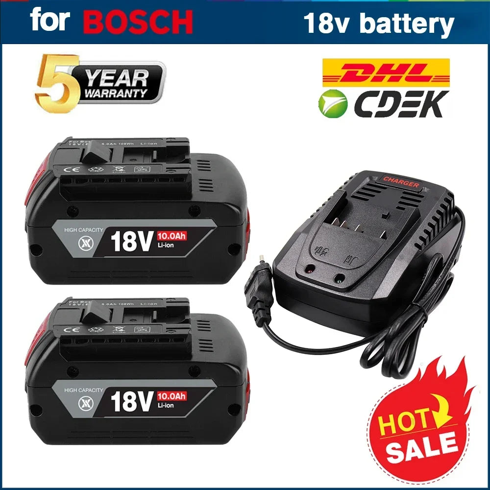 NEW 18V 10Ah Rechargeable Li-Ion Battery for Bosch 18V Power