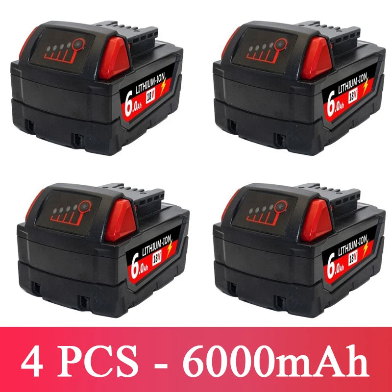 For Milwaukee M18 Power Tool Battery Charger BR XC 18V Milwaukee M18B5 48-11-1860 Built-in 18650 Battery 6.0Ah/9.0Ah/12.0Ah