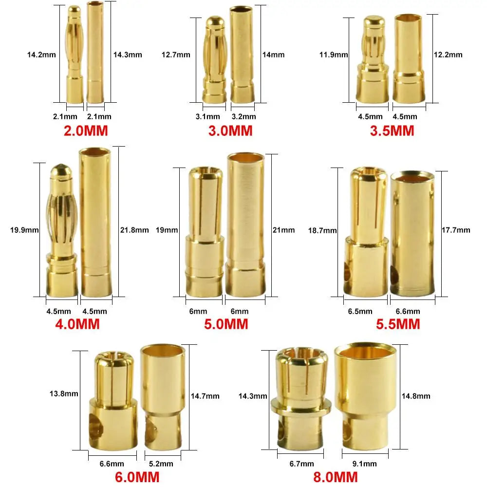 9IMOD 5/10Pair RC Bullet Connectors 2/3/3.5/4.0/5/5.5/6/8mm 