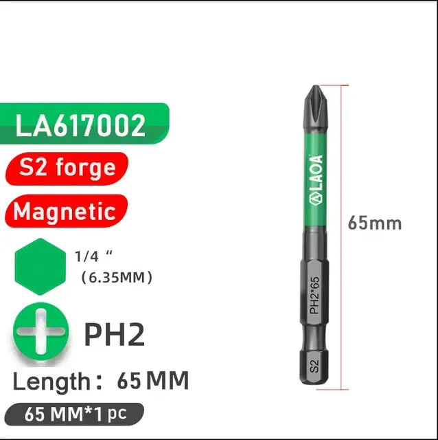 LAOA Strong Magnetic Phillips Screwdriver S2 Screwdriver Bit for Electricians PH2