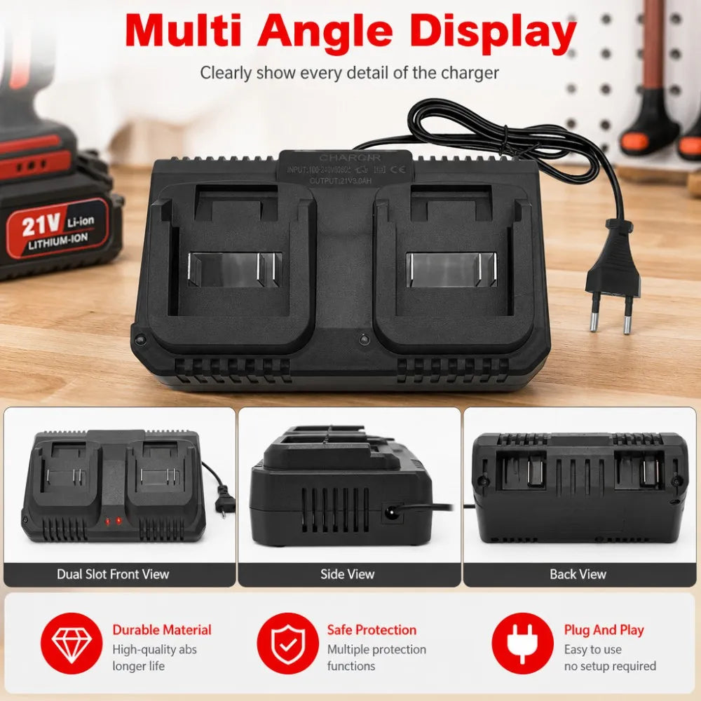 Dual Slot Charger 18V 21V Li-ion Battery Charger for Makita 
