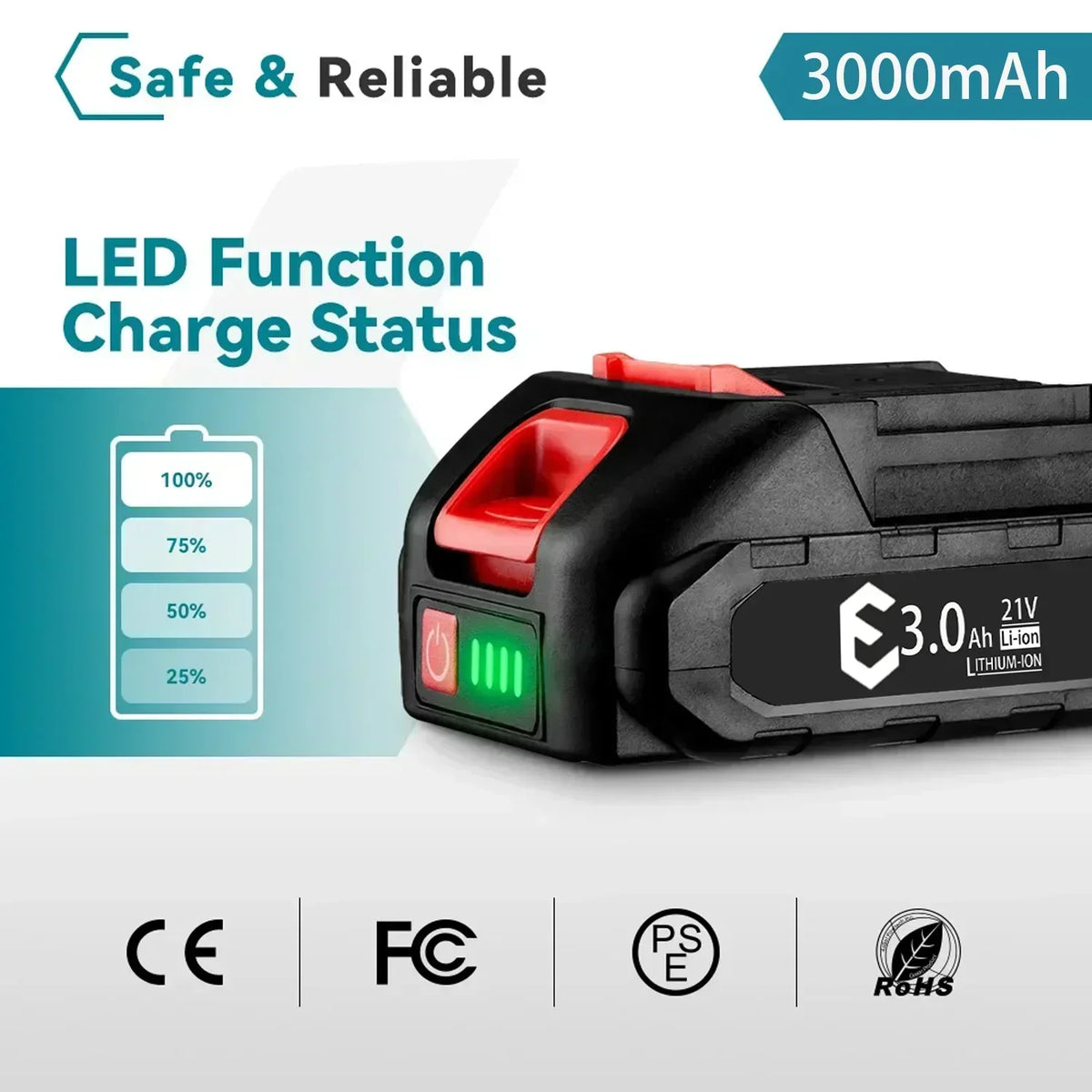 5S1P 21V Rechargeable Battery 128VF 3000mAh Lithium Ion Batt
