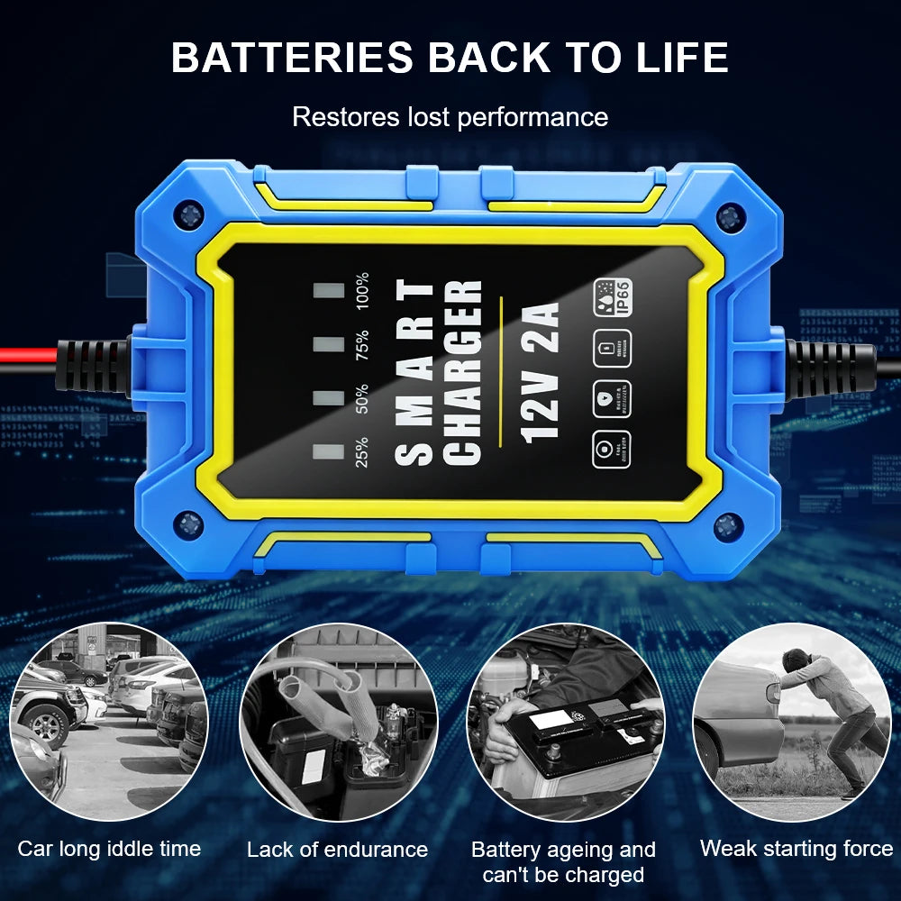 Intelligent Car Battery Charger Full Automatic Fast Power Ch