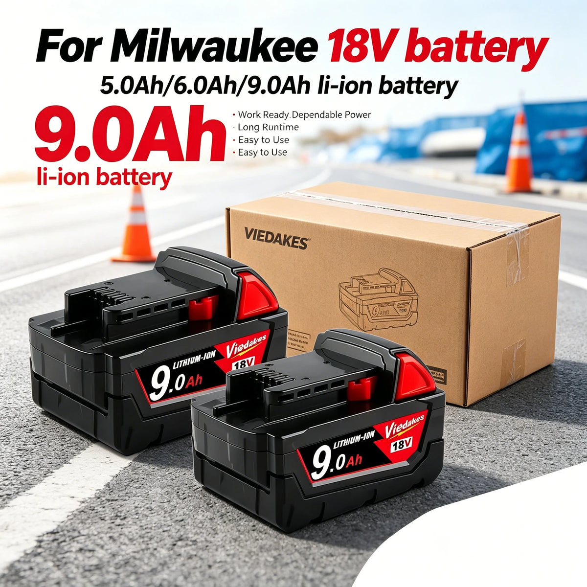 100% New for Milwaukee 18v Battery 9.0Ah High Output 18V Lit