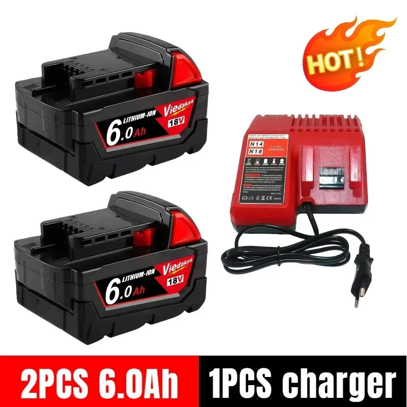 100% New for Milwaukee 18v Battery 9.0Ah High Output 18V Lithium-ion Rechargeable for M18 Cordless Power Tools 6.0/5.0Ah Battery